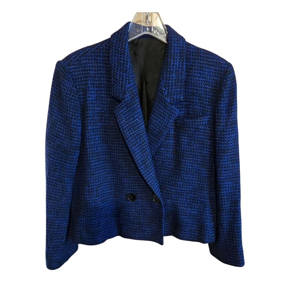 Blue & Black Houndstooth Blazer USA Made vintage old money classic quiet eleganc